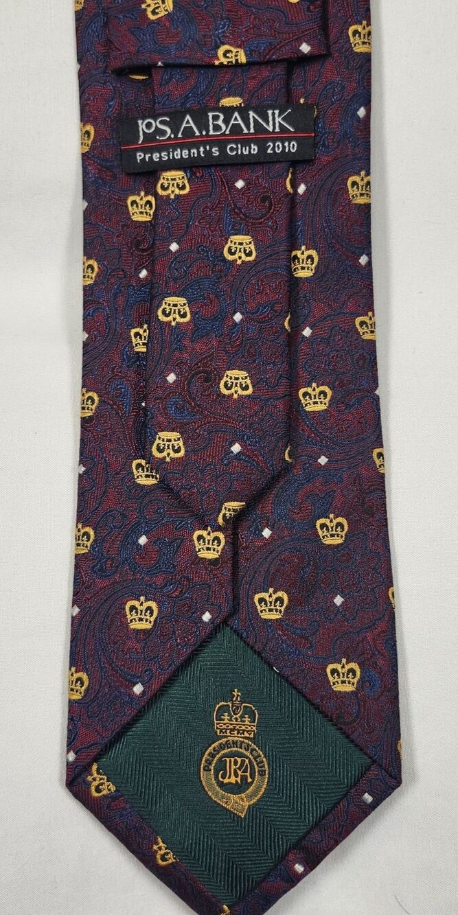 Heritage Jos A Bank Presidents Club 2010 Silk Tie Maroon Burgundy Gold Crown